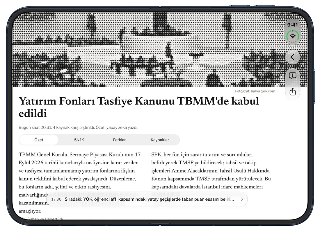 Bir haberin özeti iki gazete sütununda